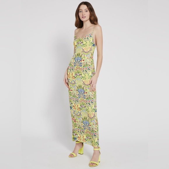 Alice + Olivia Floral Maxi slip Dress side slit Spaghetti Straps sheath fitted 8 - Picture 1 of 8